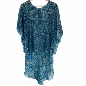 Ivy Jane | Hi-Lo Paisley Sheer Top | Sz M